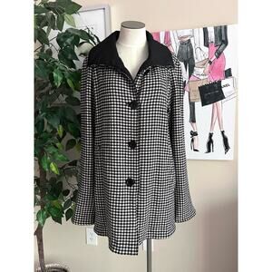 Talbots Womens Vintage Reversible Houndstooth Wool Blend Old Money Jacket Sz M